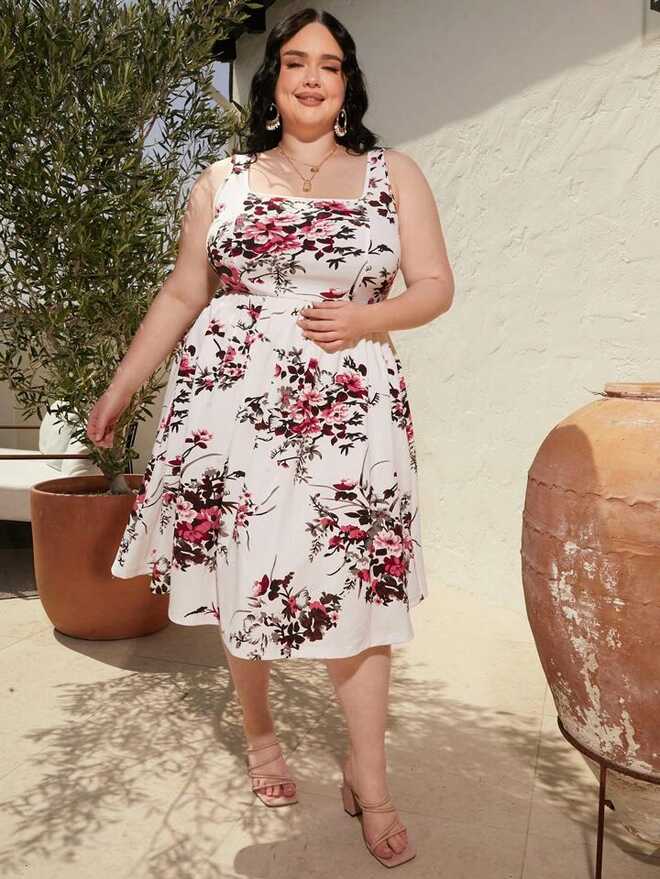 SHEIN CURVE+ Plus Floral Print Dress | SHEIN USA