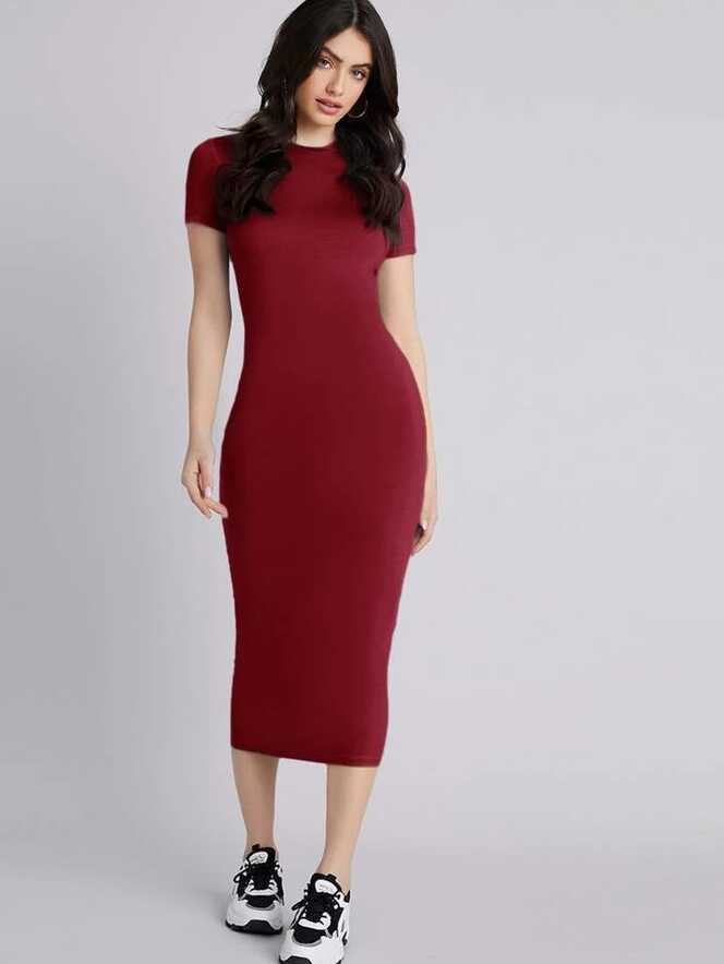 SHEIN Mulvari Solid Bodycon Dress | SHEIN