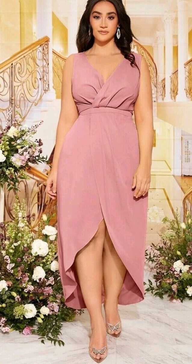 SHEIN Plus Belle 1XL - Size 14 Surplice Bridesmaid Wedding A Line ...