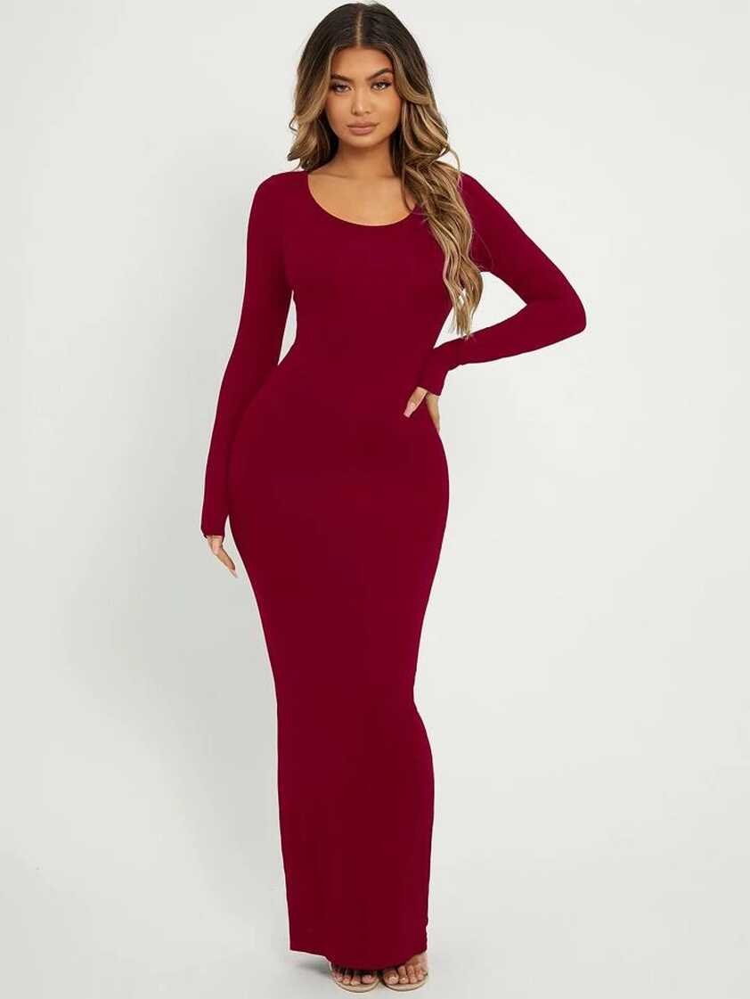 SHEIN SXY Solid Maxi Bodycon Dress | SHEIN USA