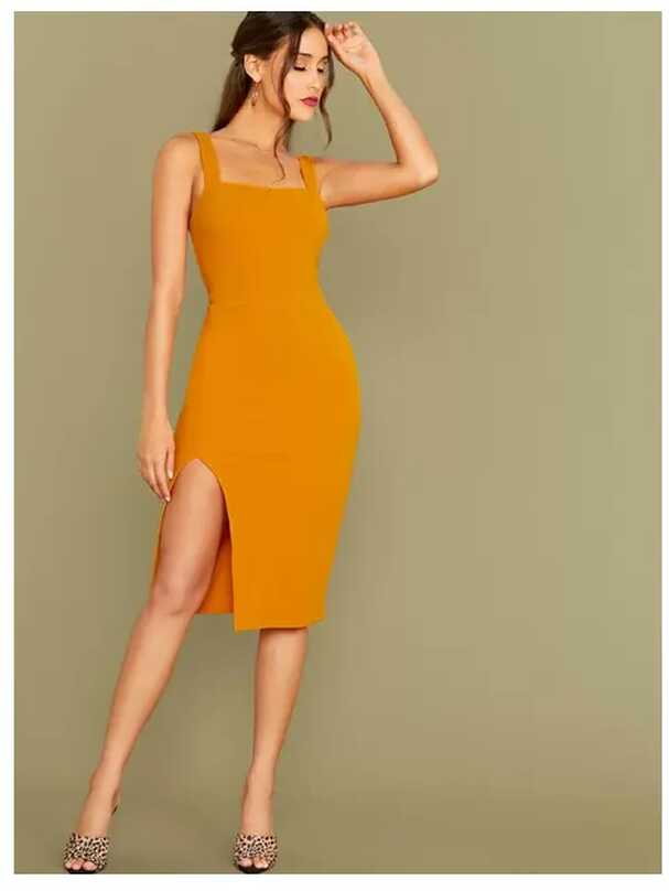 SHEIN Slit Knee-Length Bodycon Dress | eBay