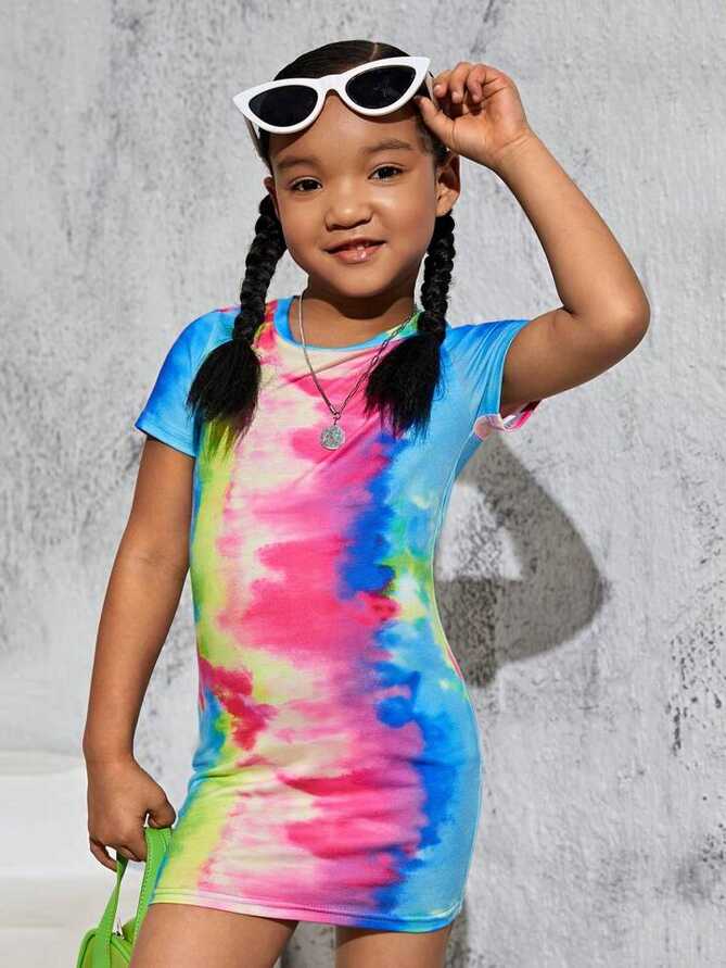 SHEIN Toddler Girls Tie Dye Fitted Dress | SHEIN USA