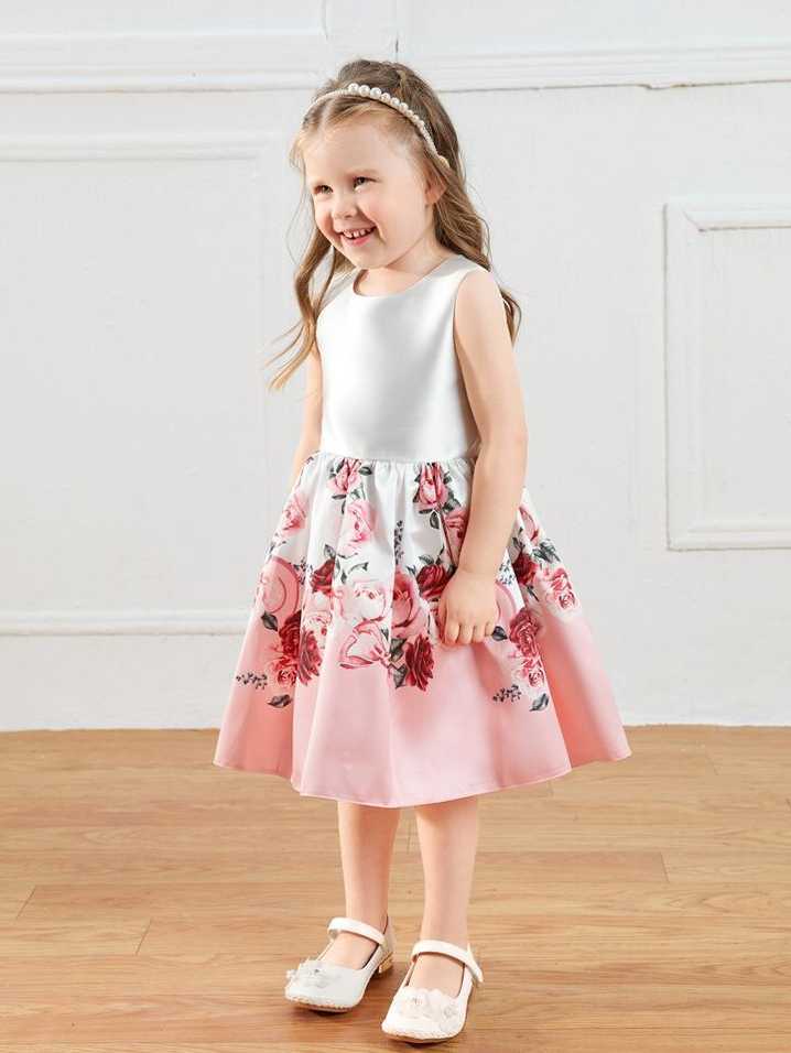 SHEIN Young Girls Floral Print Sleeveless Party Dress | SHEIN USA