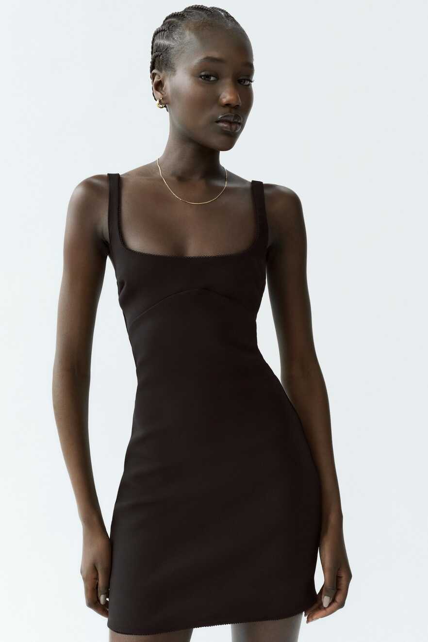 SHORT DRESS WITH LACE TRIM - Black | ZARA Turkey