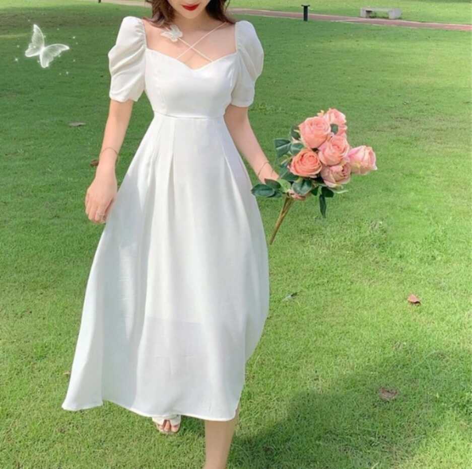 SIS summer white dress long dress plus size dress for women casual ...