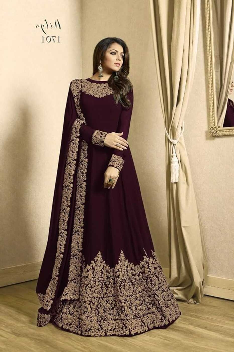 SKY VIEW FASHION Indian Bollywood Coffee Color With UnStitch Gown ...