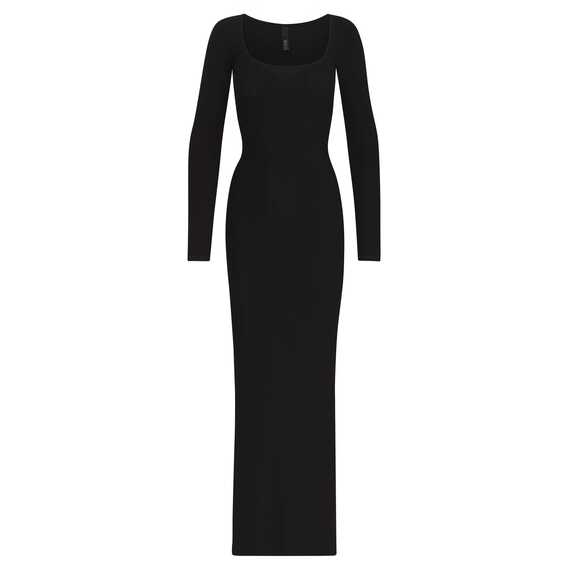 SOFT LOUNGE LONG SLEEVE DRESS | ONYX