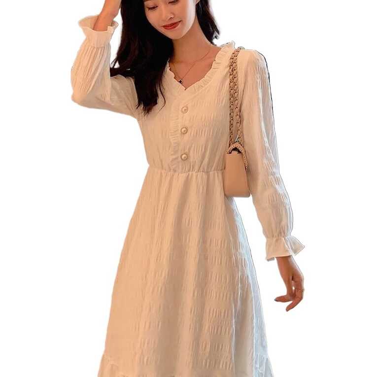 SOOVI Dresses Fall New Super Long Party Dress Women Simple Style ...