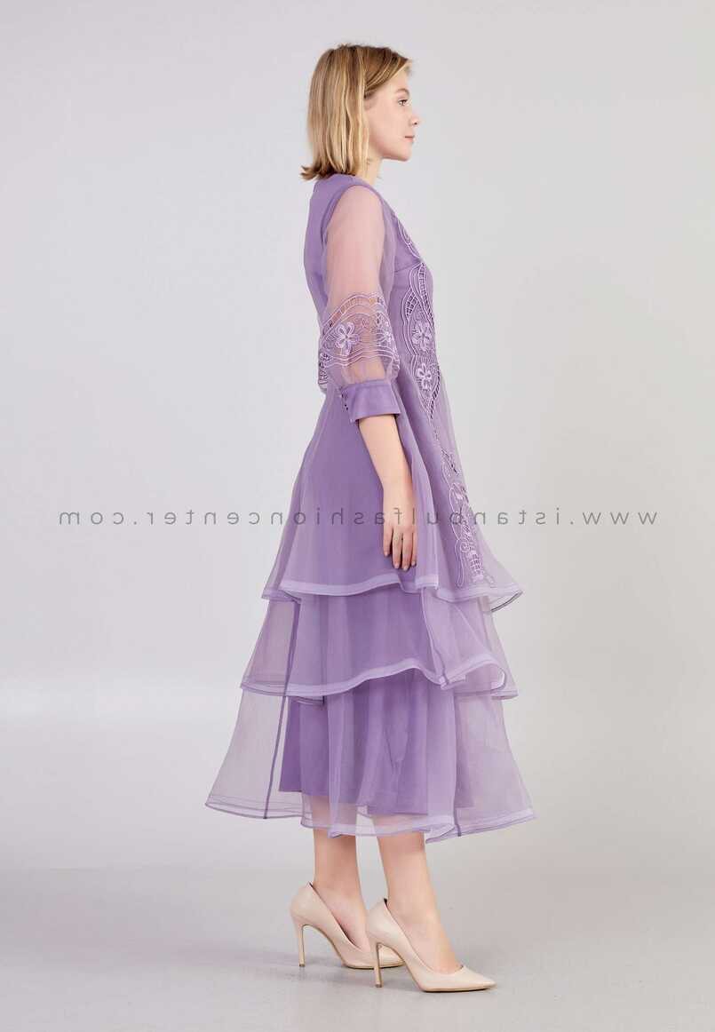 SUIZI Mid-Length Midi Tulle Column Regular Purple Casual Dress ...