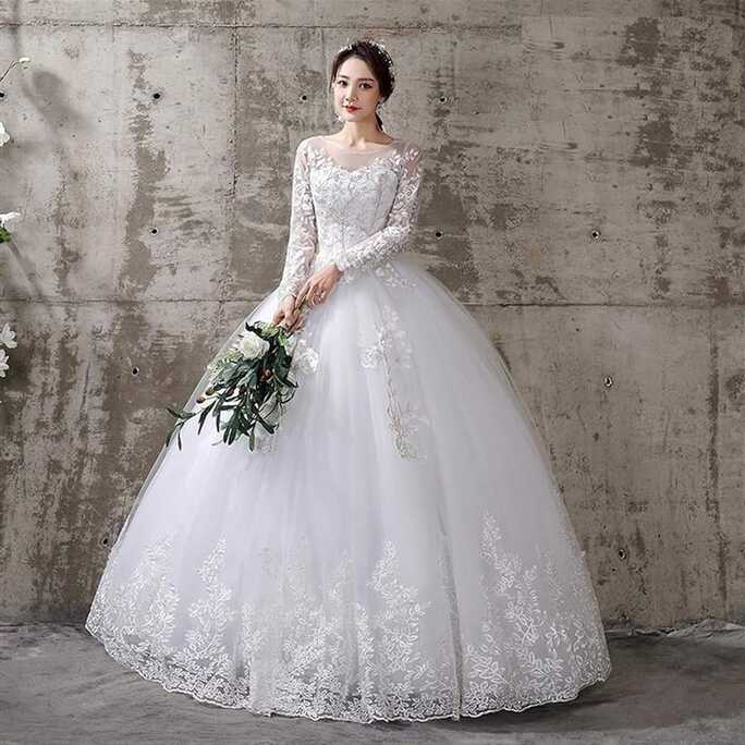 SWEETQT New Korean Bright Wedding Dress Wedding Dresses White ...