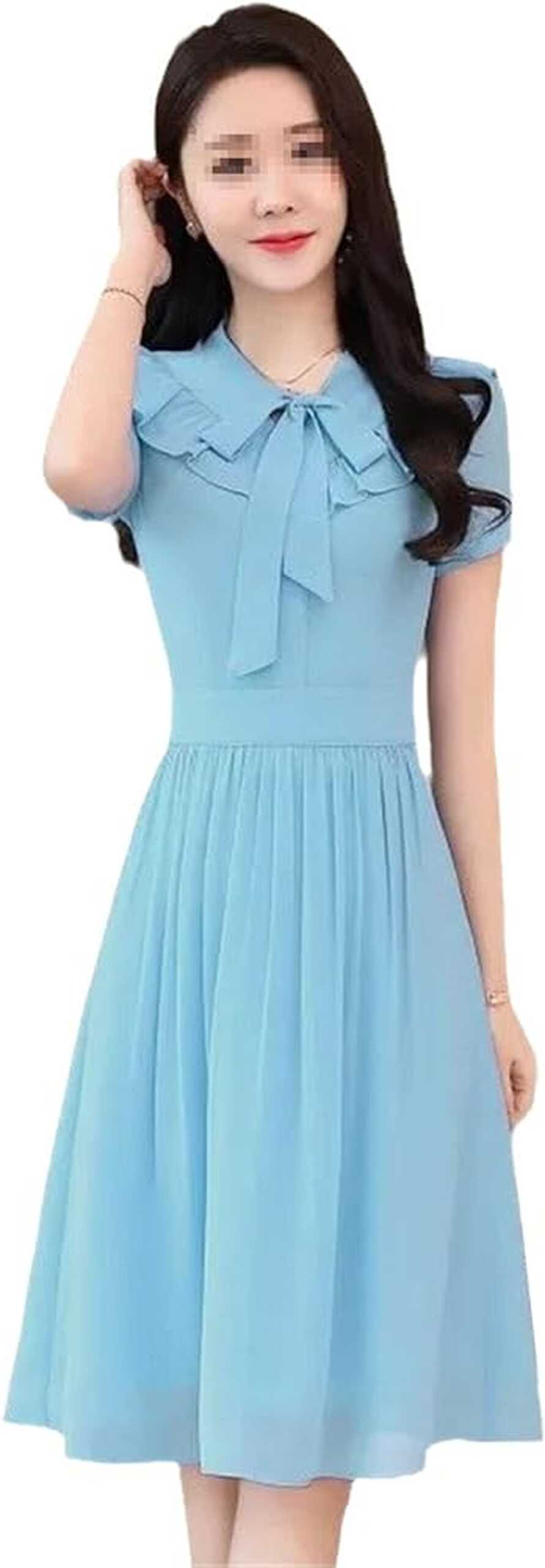 SaoBiiu Summer Ruffles Bow Chiffon Dress Women Knee-Length Short ...