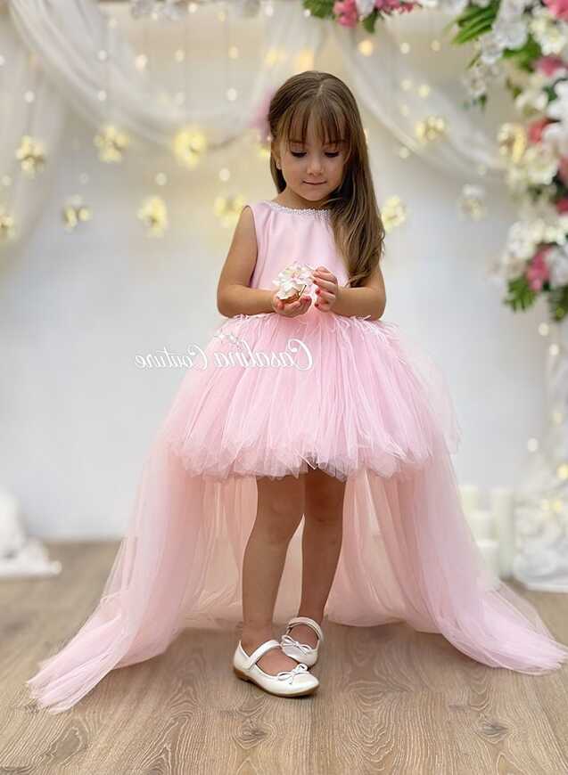 Sarah Dress Pink. Pink Knee-length Long Tail Fluffy Baby Girl ...