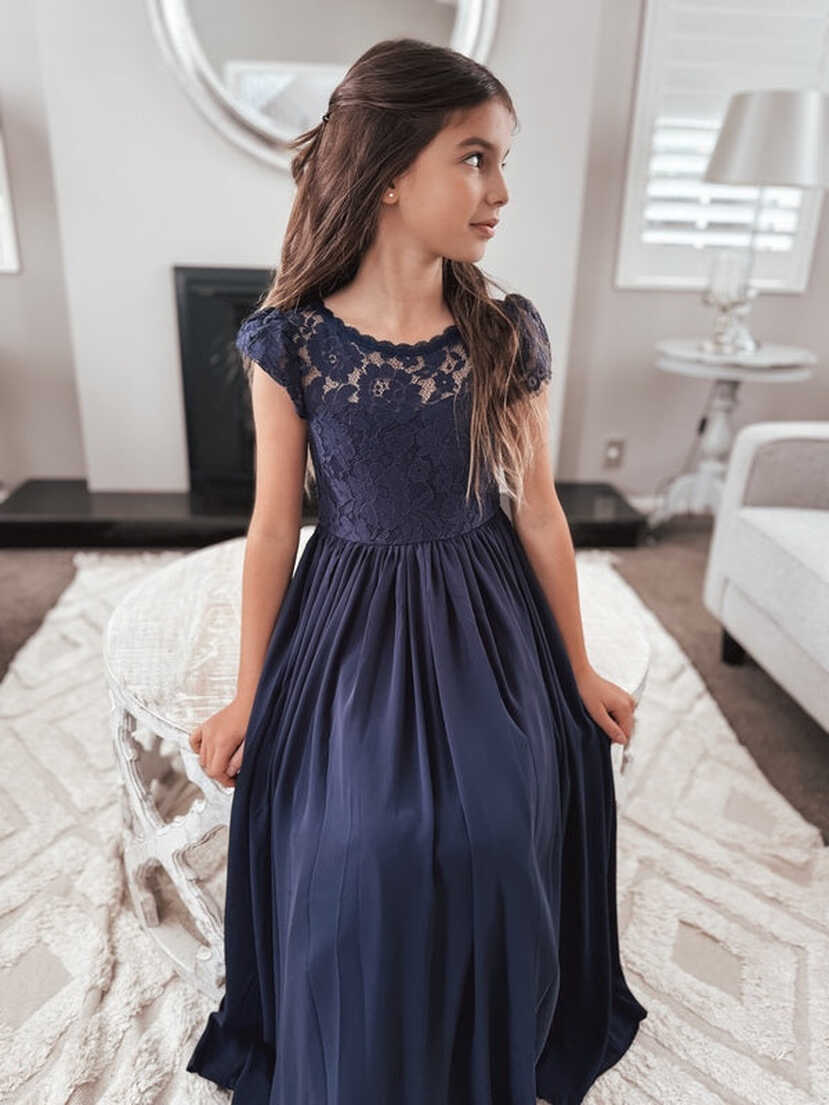 Sasha Girls Navy Blue Dress – A Little Lacey