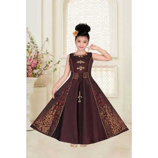 Satin,Cotton Maroon Kids Wedding Gown, Age: 3 To 13 Years at Rs ...