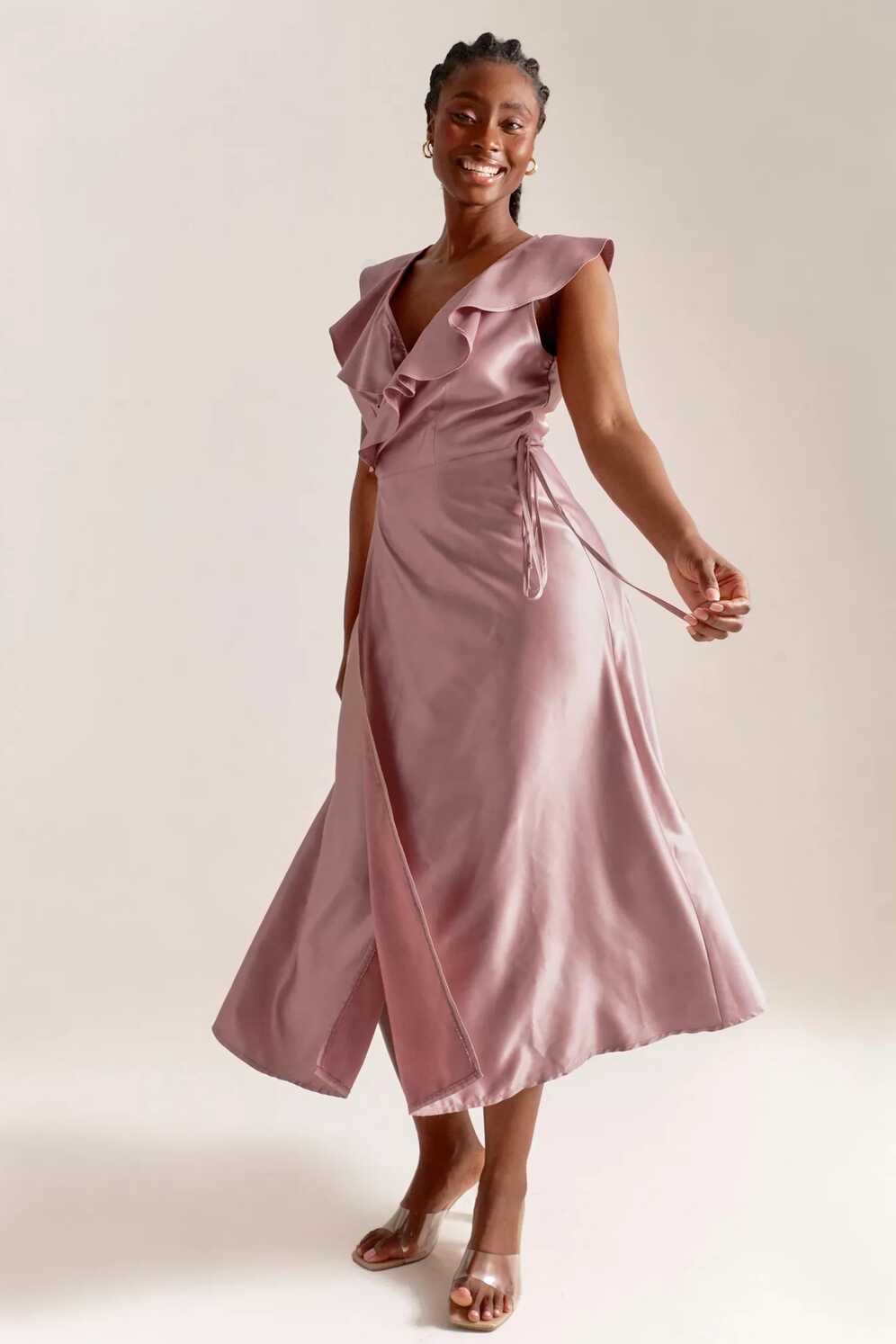 Satin Wrap Dress