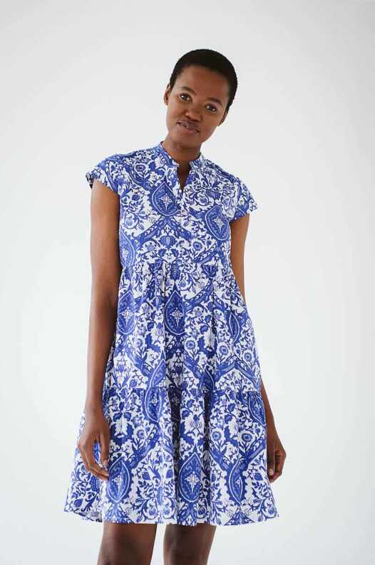 Savannah Blue Print short summer Dress South-Africa | Trinity