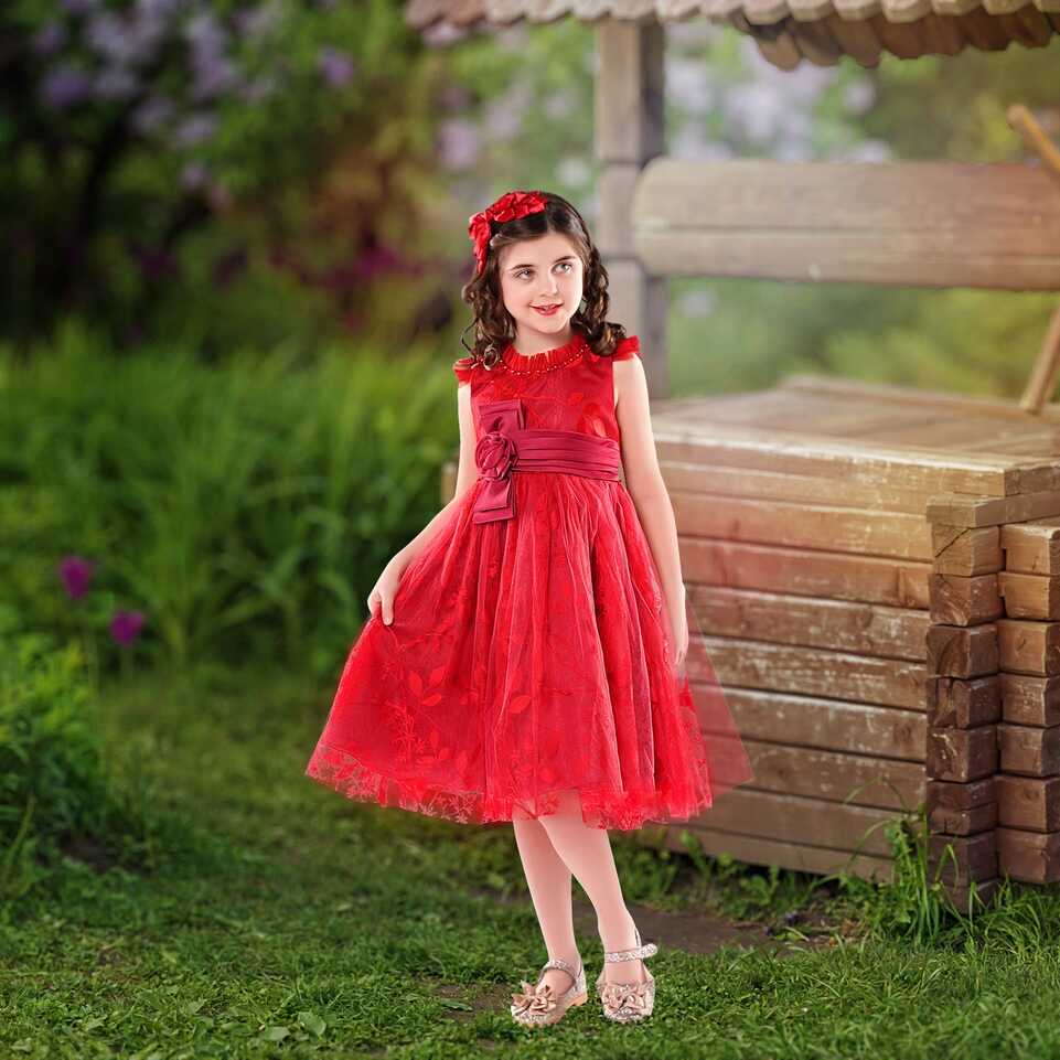 Scarlet Red Flower Girl Dresses | Lace Dresses at Sara Dresses