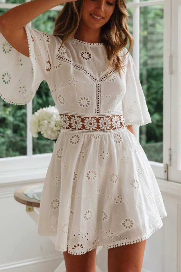 See Through White Lace Mini Dress | Bohemian, Country &amp; Vintage Style