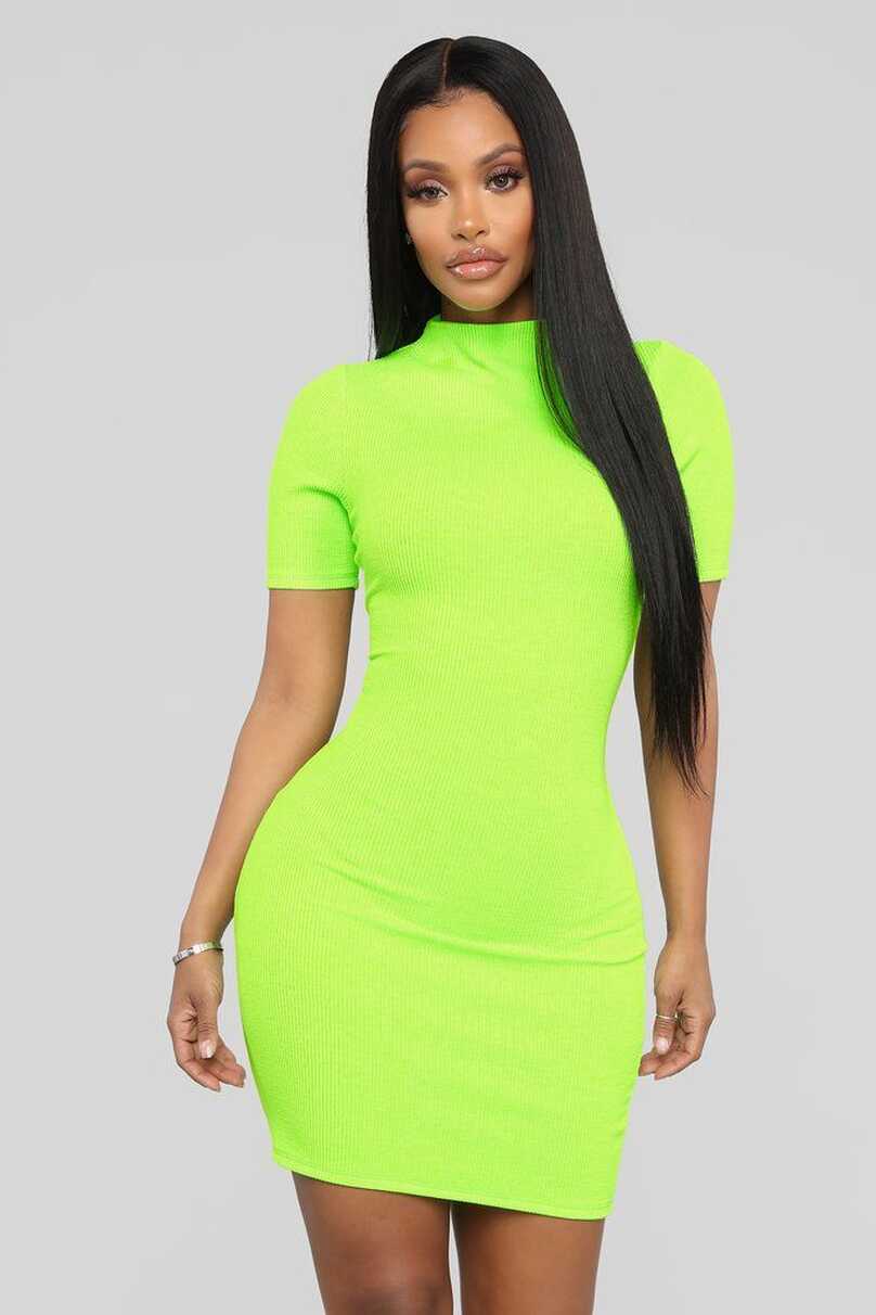 See You Anywhere Ribbed Midi Dress - Lime