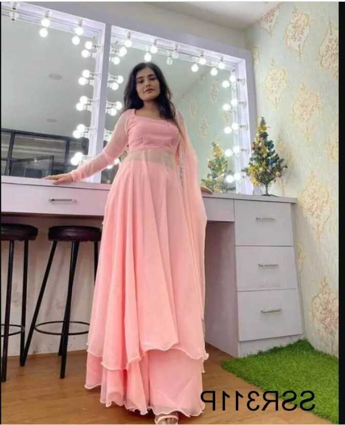 Selfie Pink Gown For Party Function In Georgette Fabric SSR311