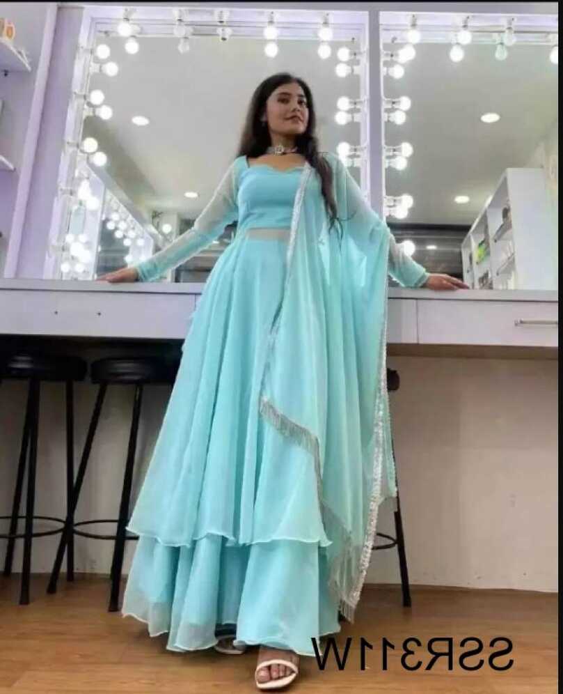 Selfie Sky Blue Gown For Party Function In Georgette Fabric SSR311