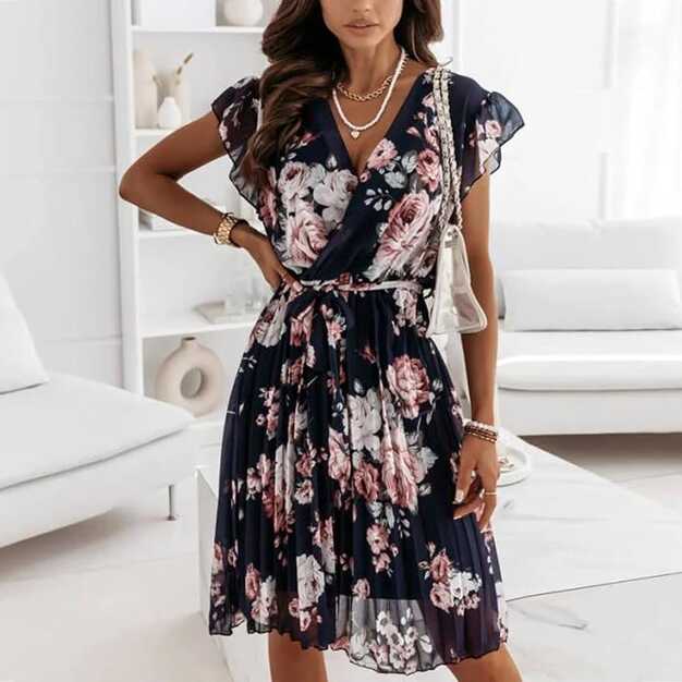 Semi Formal Dresses Women&#39;s Floral V Neck Midi Dress Summer Ladies ...