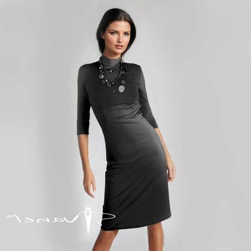 Semi-turtleneck Dress, Mock Neck Bodycon Dress Knee Length, Fitted ...