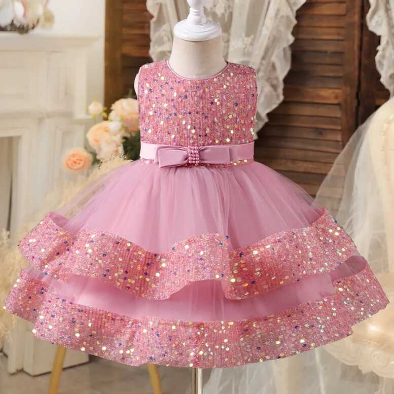 Sequin Birthday Party Dress for Girls Sleeveless Cute Princess ...