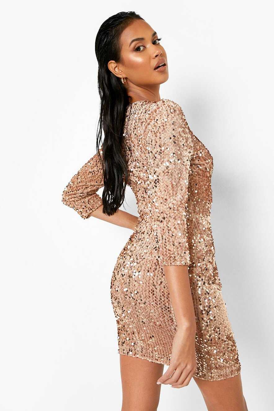 Sequin Long Sleeve Bodycon Dress