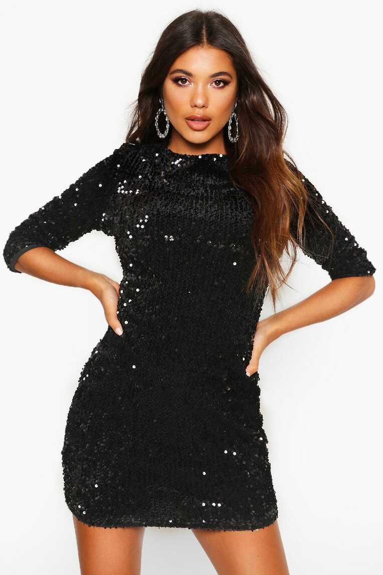 Sequin Long Sleeve Bodycon Party Dress | boohoo DK