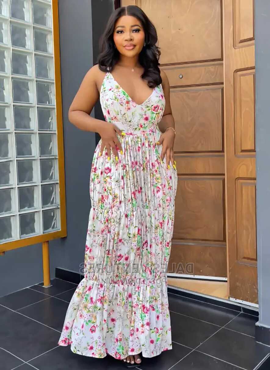 Sexy Backless Floral Maxi Gown Woman Casual Long Dress in Lekki ...