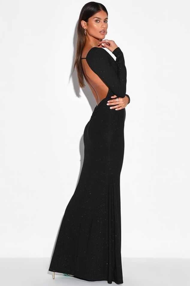 Sexy Black Dress - Backless Maxi Dress - Glitter Maxi Gown - Lulus