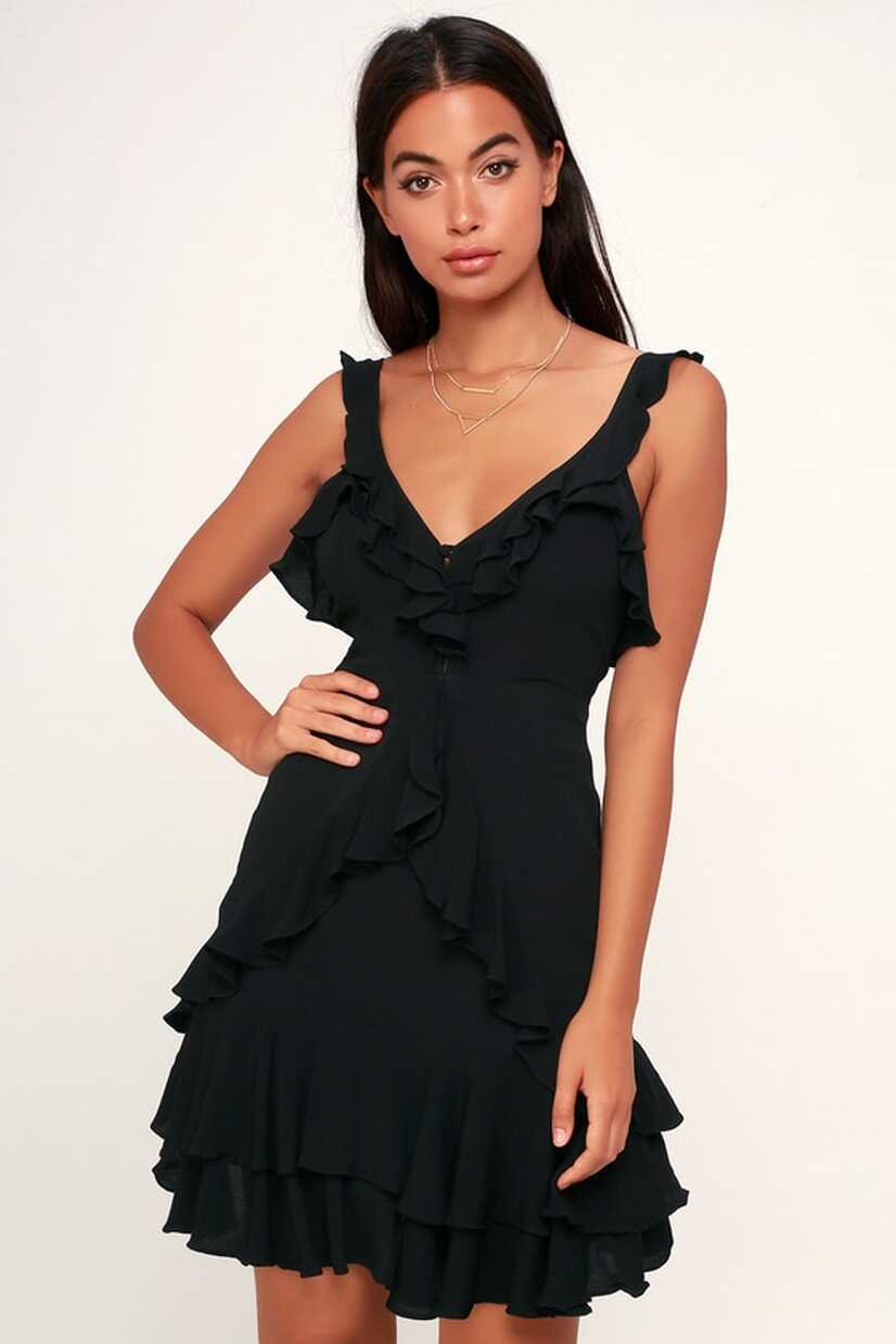 Sexy Black Dress - Black Ruffled Dress - Black Mini Dress - LBD ...