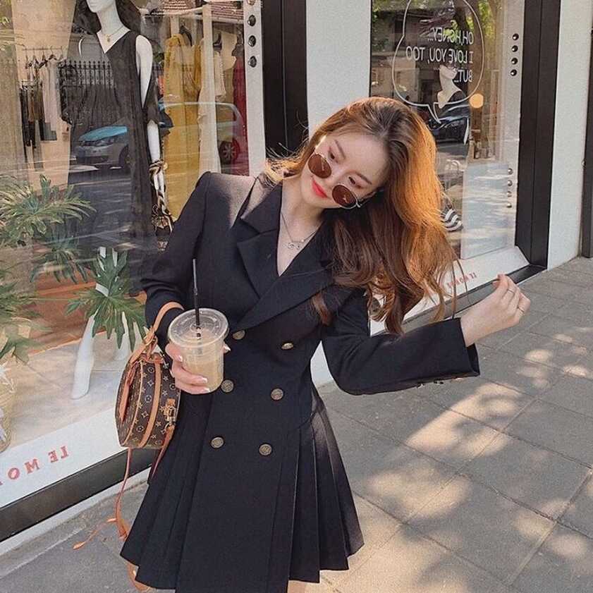 Sexy Black Hepburn Blazer Dress Vintage Aesthetic Woman Aesthetic ...