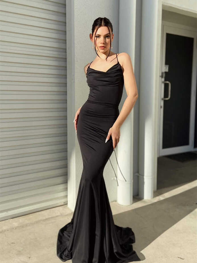 Sexy Black Mermaid Prom Dresses, Chic Long Prom Dresses, 2023 ...