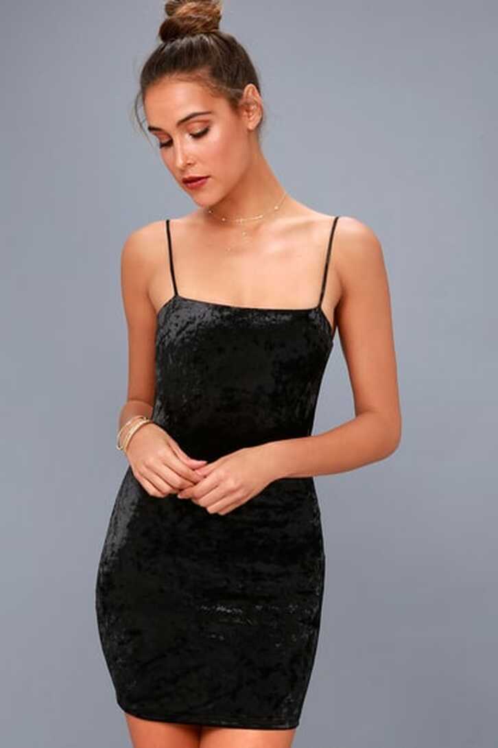 Sexy Black Velvet Dress - Velvet Bodycon Dress - LBD - Lulus