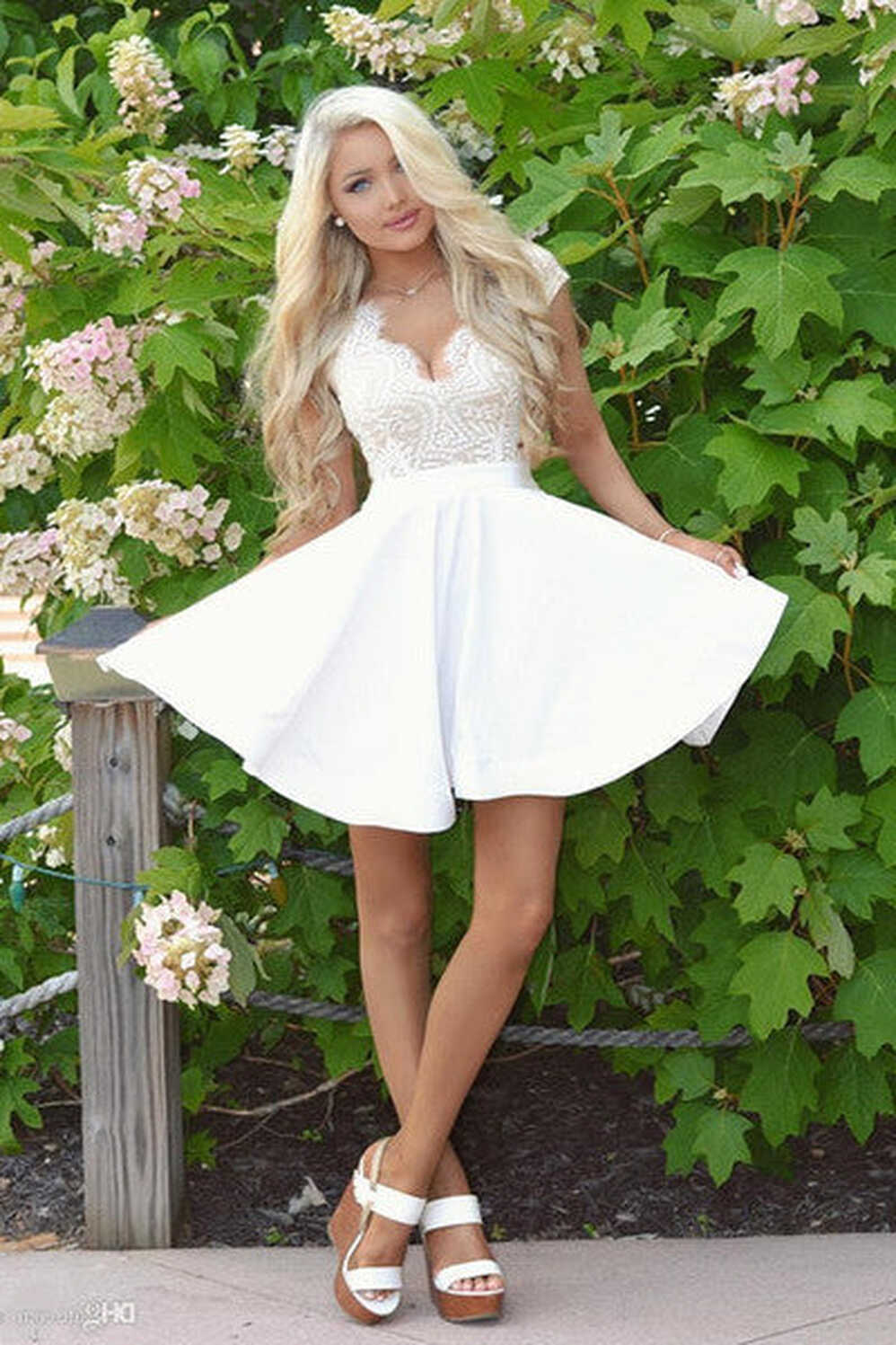 Sexy Cap Sleeves White Lace A Line Short Open Back Homecoming ...