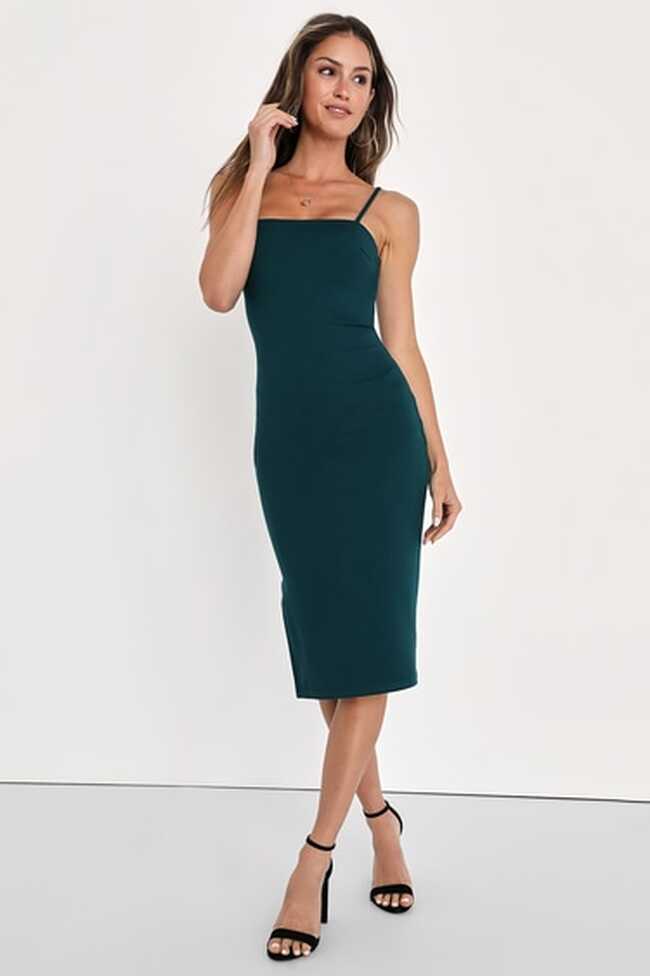 Sexy Forest Green Dress - Bodycon Dress - Midi Dress - Dress - Lulus