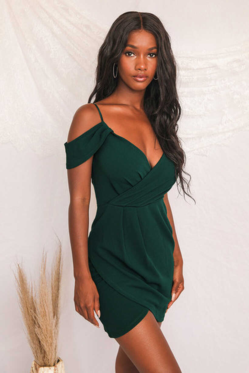 Sexy Green Dress - Off-the-Shoulder Mini Dress - Bodycon Dress - Lulus