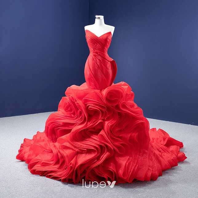 Sexy High-end Red Wedding Dresses 2021 Trumpet / Mermaid Strapless ...