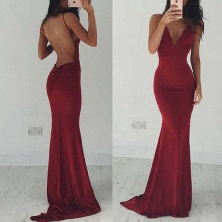 Sexy Hipster Bodycon Tight Backless Formal Prom Dress