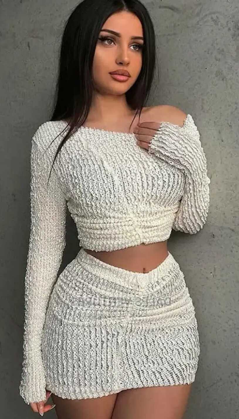 Sexy Long Sleeve Crop Top Two Piece Mini Skirt Set Dress in Lekki ...