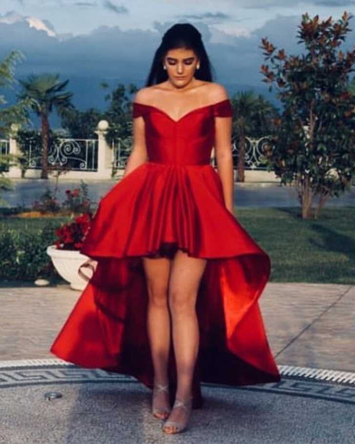 Sexy Off Shoulder Prom Dresses Front Short Long Back – alinanova