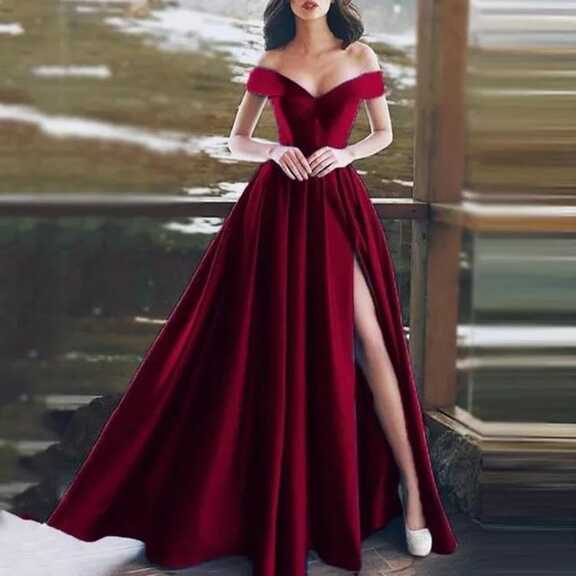 Sexy Off-Shoulder V-Neck Evening Dress