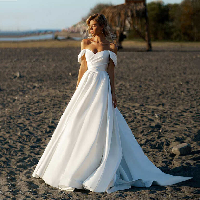 Sexy Off The Shoulder Simple A Line Beach Wedding Dress Princess ...