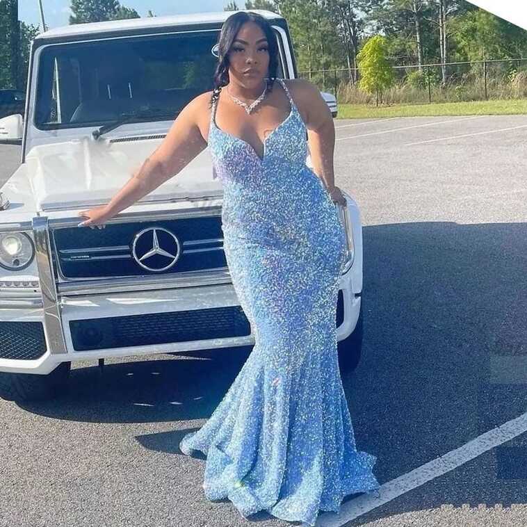 Sexy Plus Size Long Sky Blue Prom Dress For Black Girls Y7033 ...