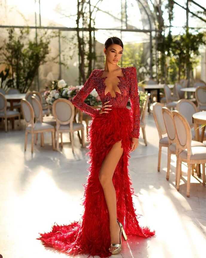 Sexy Red Carpet Mermaid Evening Dresses High Split Prom Dress ...