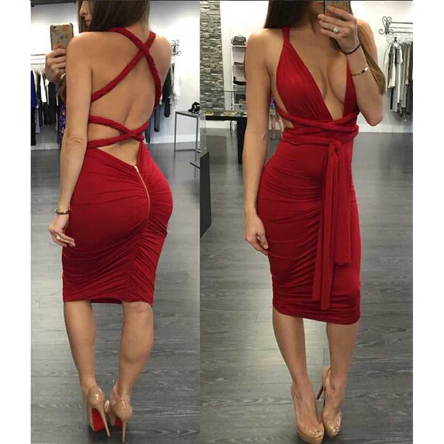 Sexy Red Dress Bandage Dresses Sexy Club Dress Backless Bodycon ...