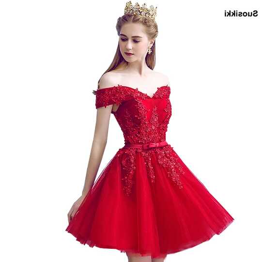 Sexy Red Lace Elegant Knee Length Prom Dresses 2018 New Arrived ...