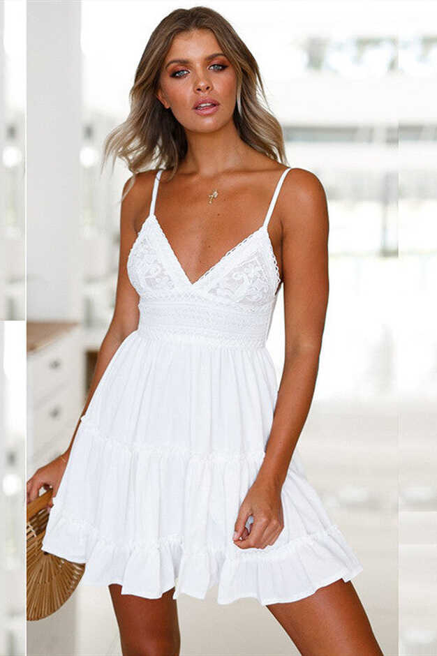 Sexy Short White Summer Dress Beach Dress – FancyVestido